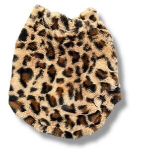 Rachel Zoe Dog Coat Sz XS Cheetah Faux Fur Fleece Jacket Hook & Loop Brown Black